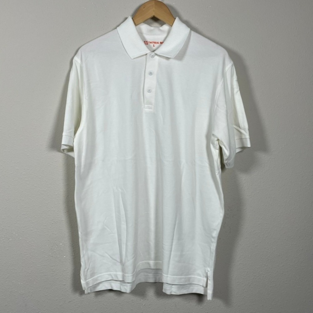 5.11 Tactical Series Polo Shirt Mens Large White Cotton Short Sleeve Pen Pocket